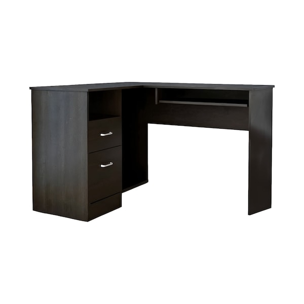 Homeroots 47" Black L Shape Computer Desk With Two Drawers 403824 - main