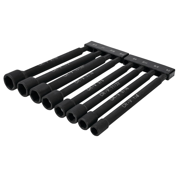 Performance Tool 8 pc. SAE Magnetic Nut Driver Bit Set, 6 in. Long, Impact Grade, CrV W9064 - main