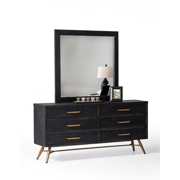 Homeroots 63" Dark Brown Solid Wood Six Drawer Double Dresser 473119 - main