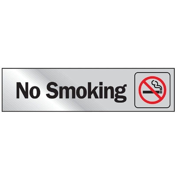 Hy-Ko Graphic Sign, No Smoking, Silver Background, Vinyl, 2 in H x 8 in W Dimensions 472 - main