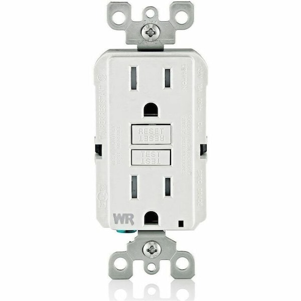 Leviton Self-Test GFCI Receptacle, Tamper Resistant Duplex, 15 Amp, 125 Volt, 5-15R NEMA GFWT1-W - main