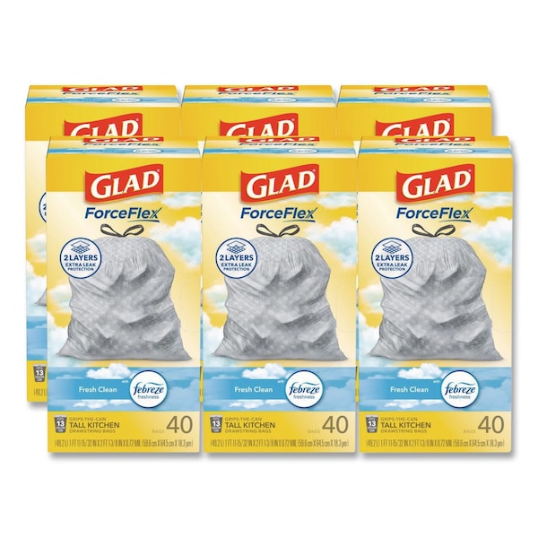 Glad 13 gal Trash Bags, 24 in x 27.38 in, Extra Heavy-Duty, 0.78 mil, White, 240 PK 78361 - main