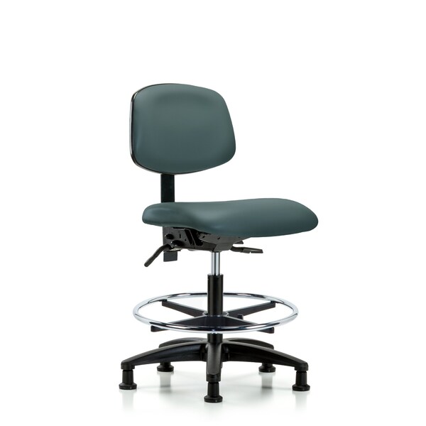 Blue Ridge Ergonomics Chair, Vinyl, Med Bench, CF Glides, Blu, No Arms, 22" to 29" Height, Colonial Blue BR-VMBCH-RG-T0-A0-CF-RG-8546 - main