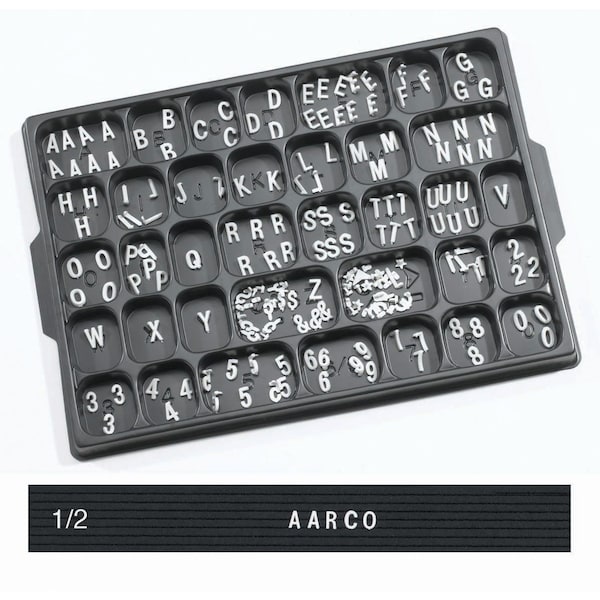 Aarco Universal Single Tab Changeable Letters, 1/2'' Helvetica Style Typeface, 330 Characters per Set HFD.50 - main