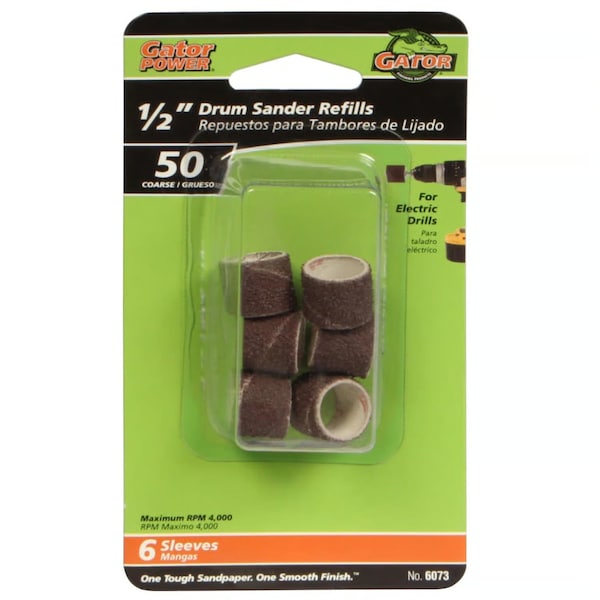 Gator Finishing 0.5 x 0.5 in. Drum Sander Refills, 50 Grit, 6PK 6073GA - main