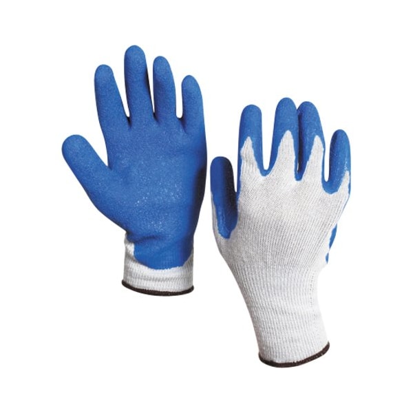 Partners Brand Coated Gloves, Natural Rubber Latex, Palm, Blue/White, M 12 PK GLV1014M - main