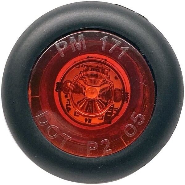 Pm Company Side Marker/Clearance Light, Round, 1.06 in W, 0.51 in H, 9 to 16 V, LED Lamp, Red Lens, Grommet V171R - main