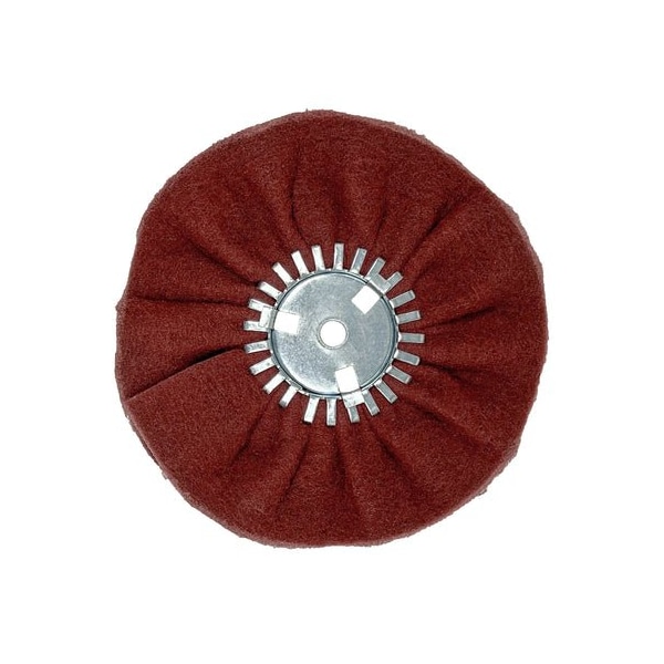 Renegade Products Usa Very Fine Maroon, 10", 5/8" Center Plate Case Pack Satin Airway Buffing Wheel for Angle Grinders, 5PK FSA10X3X5/8N2-2P-HSVFN-5PAK - main