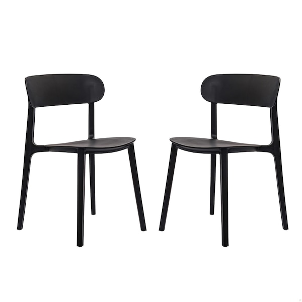 Flash Furniture Dover Stacking Patio Chairs w/Curved Backrests, All-Weather Resin Chairs in Black, 2PK 2-DHF-340-APP-BLK-GG - main