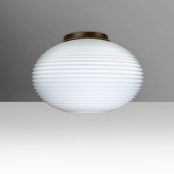 Besa Lighting Besa, Pape 12 Ceiling, Opal Ribbed, Bronze Finish, 1x100W E26 base 491307C-BR - main