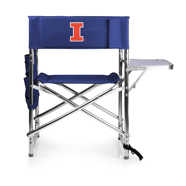 Picnic Time Family Of Brands NCAA Illinois Fighting Illini Sports Chair with Side Table - Beach Chair 809-00-138-214-0 - main