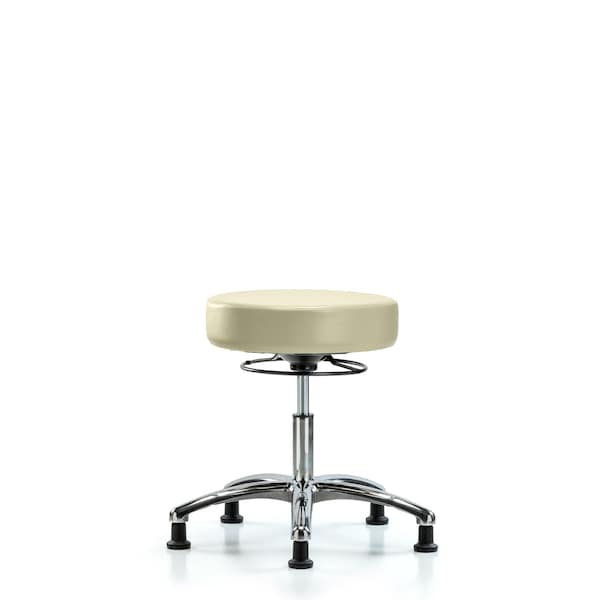 Blue Ridge Ergonomics Desk Stool, Vinyl, Chrome, Glides, Wht BR-VDHSO-CR-RG-8501 - main