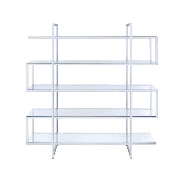 D2D Technologies 63 x 59 x 13.75 in. Home Office Bookcase, Clear Glass D2761407 - main