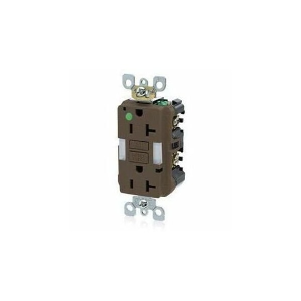 Leviton GFCI Receptacle, 20A, 125VAC, 5-20R, Brown GFNL2-HG - main