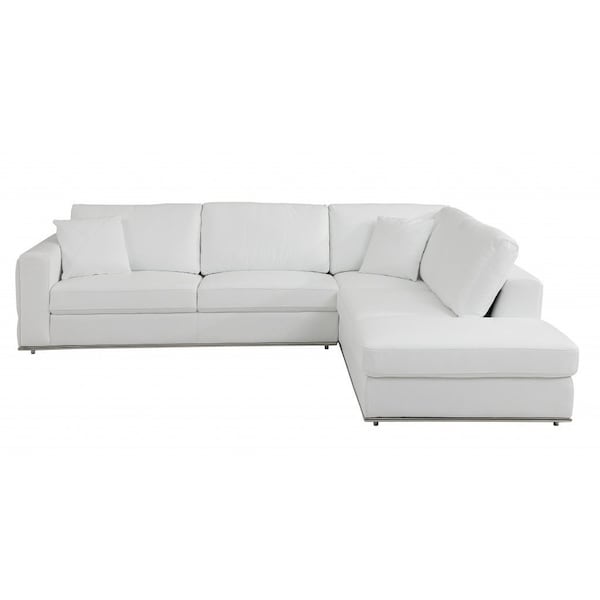 Homeroots White Italian Leather Reclining L Shaped Two Piece Corner Sectional 482256 - main