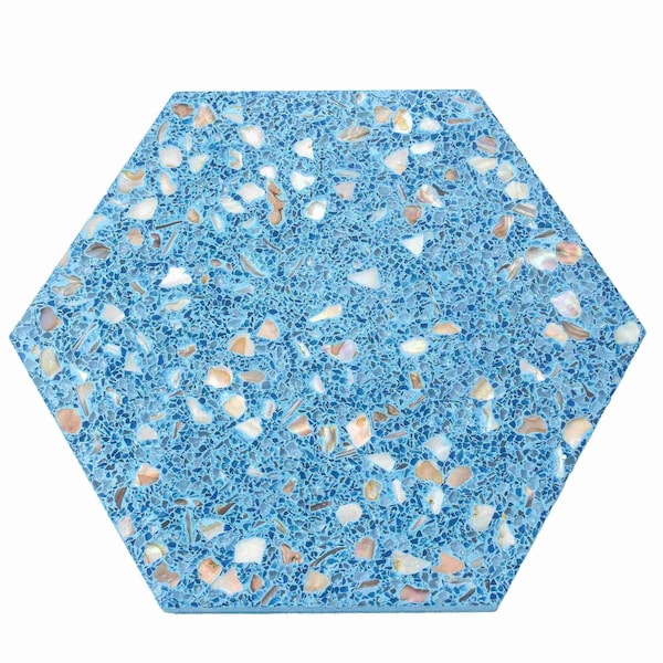 Apollo Tile Amalfi 9x8 in. Yosemite Blue with Copper flecks Glossy Shell, Terrazzo Hexagon Tile, 5PK APLAQT8802HXBLU - main