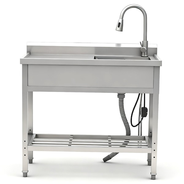 Wrightmaster 20 in. D x 39 in. W Freestanding Laundry/Utility Sink in Stainless Steel with Faucet ZOR-W3167P356272 - main