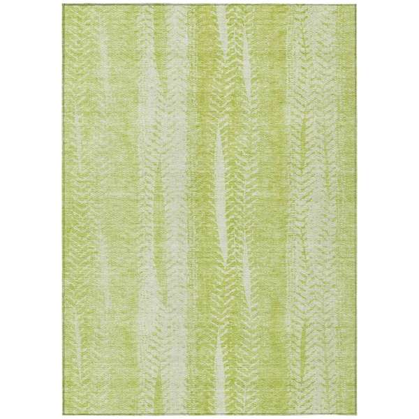 Homeroots 8' X 10' Artichoke Green And Ivory Botanical Leaves Washable Indoor Outdoor Area Rug 581957 - main