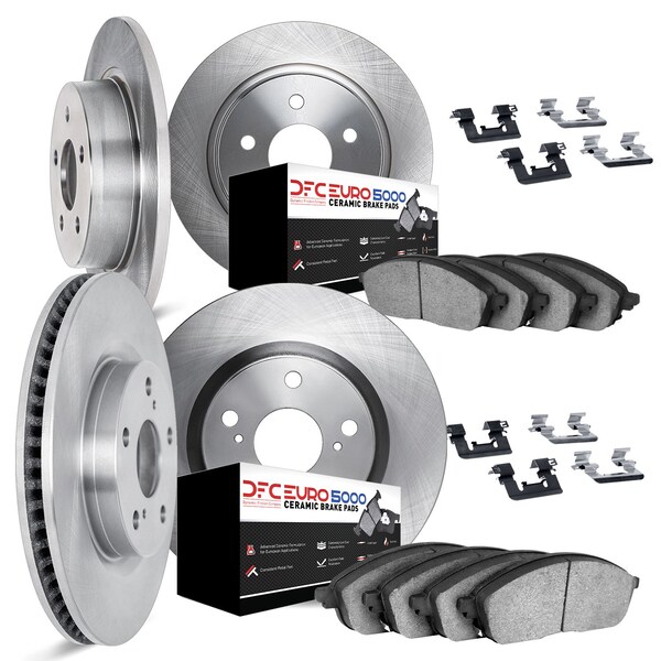Dynamic Friction Co DFC Rotors with EURO 5000 Ceramic Brake Pads includes Hardware 6614-63048 - main