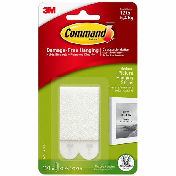 Command Medium Picture Hanging Strips, White, 6PK MMM172014PKES - main