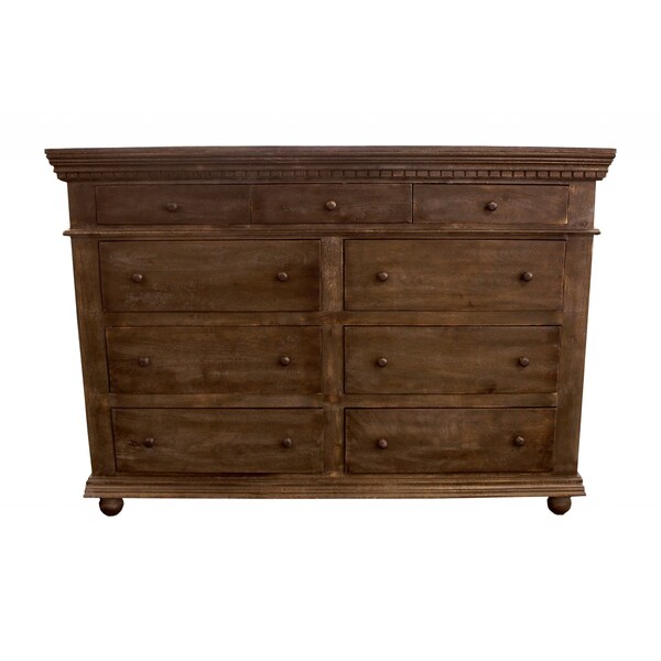 Homeroots 70" Tobacco Solid Wood Nine Drawer Gentleman's Chest 489218 - main
