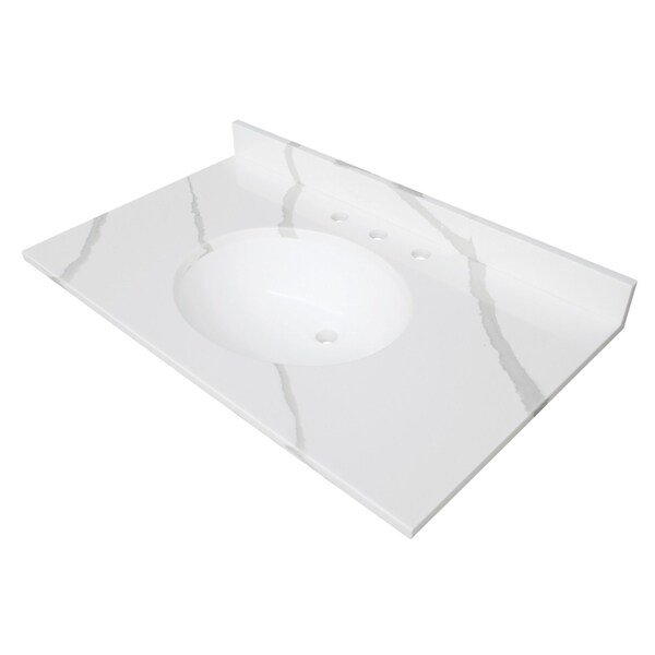 Kingston Brass 37-Inch Solid Surface Vanity Top, 8" Faucet Drillings KVPB3722L38 - main