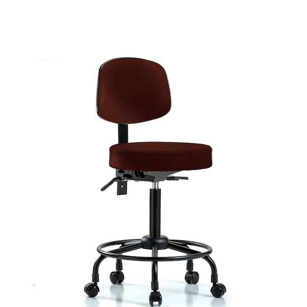 Blue Ridge Ergonomics Med Bench Stool, Vinyl, Bk, RT, Cast, Burg, Caster Type: Rolling BR-VMBST-RT-T1-RC-8569 - main