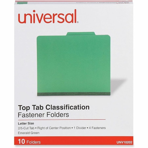 Universal Pressboard Folder, Letter, Four-Section, Emerald Green, 10/Box UNV10202*** - main