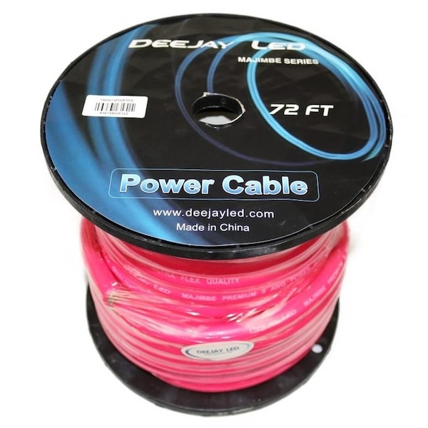 Deejay Led 0 GAUGE 72 FT 70% Aluminum/30% Copper Power Cable Used for Vehicular Audio Amplifiers PINK TBH072PINKMIX - main