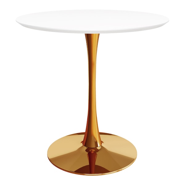 Homeroots 36" White And Gold Metal Dining Table 520863 - main