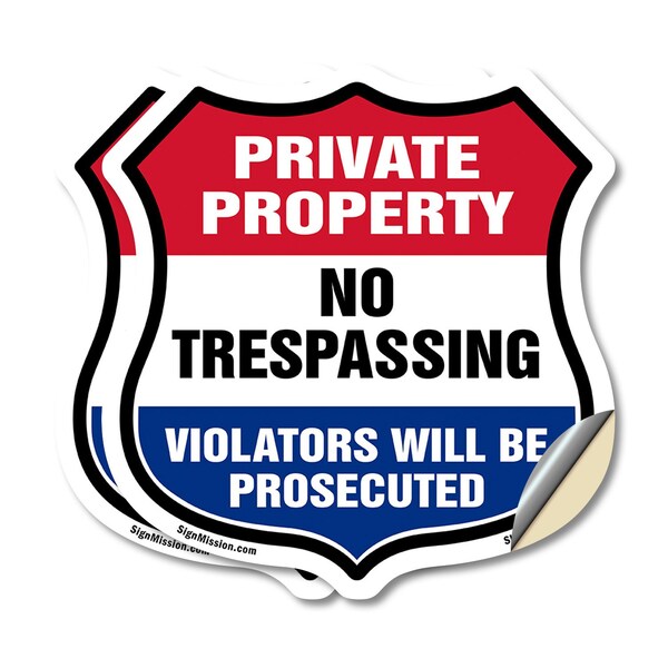 Signmission Private Property Shield Sign No Trespass, 6 inch X 6 inch, Vinyl Decal, 2PK SHI-D-2PACK-6-453 - main