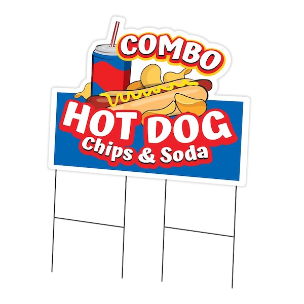 Signmission Hot Dogs Chips & Soda Combo Die Cut Yard & Stake plastic, 2436-Hot Dogs Chips & Soda Combo C-DC-2436-DS-Hot Dogs Chips And Soda Combo19 - main