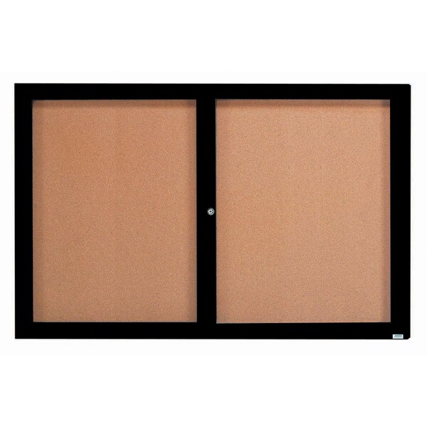 Aarco Enclosed Natural Pebble Grain Cork Bulletin Board w/ Black Powder Coated Al Frame, 48''Hx72''W DCC4872RBK - main
