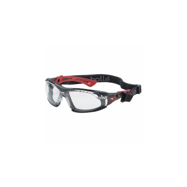 Bolle Safety Rush+ Series Safety Glasses, Clear Lens, Anti-Fog, Anti-Scratch, Polycarbonate, Black/Red, 10PK 286-40252 - main
