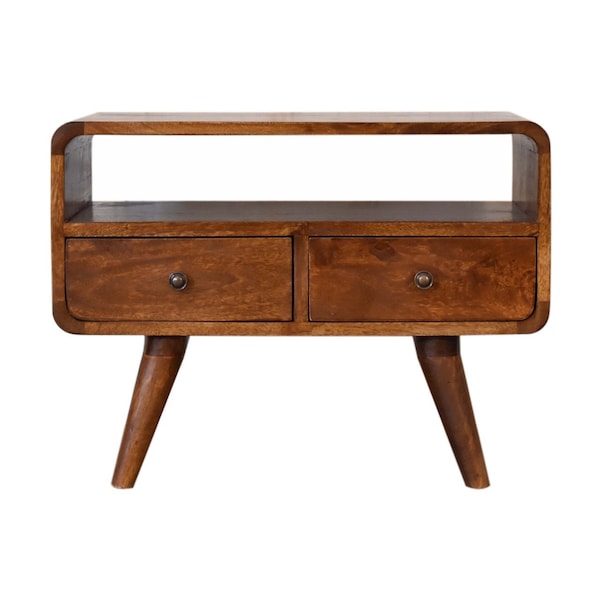 Homeroots 24in Chestnut Solid Wood Enclosed and Open Storage TV Stand 719184 - main