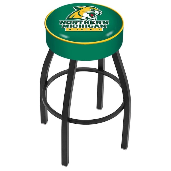 Holland Bar Stool Co 30" Northern Michigan Cushion Seat, Blk Wrinkle Base Swivel Bar Stool L8B130NorMic - main