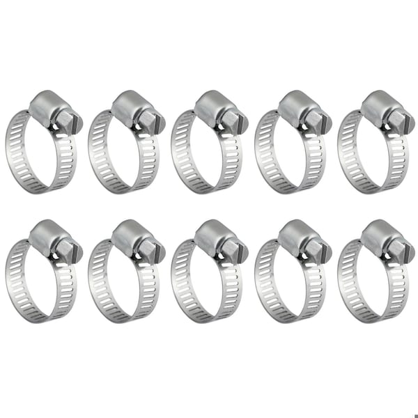 Grizzly Supply Mini Hose Clamp, SAE 4, 304 Stainless Steel, 1/4 to 5/8 in Clamping Dia, 10PK #4MS HC - main