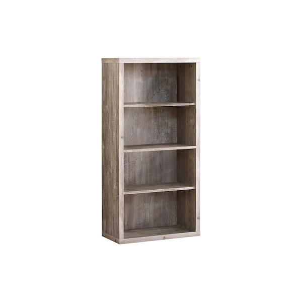 Homeroots 48" Taupe Distressed Wood Adjustable Four Tier Bookcase 333507 - main