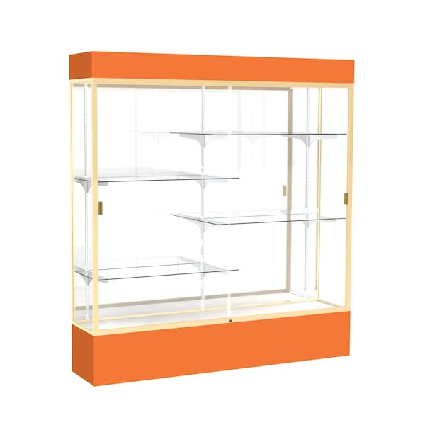 Ghent Lighted Floor Display Case 72x80x16, Mirror, Champange 3176MB-GD-OR - main