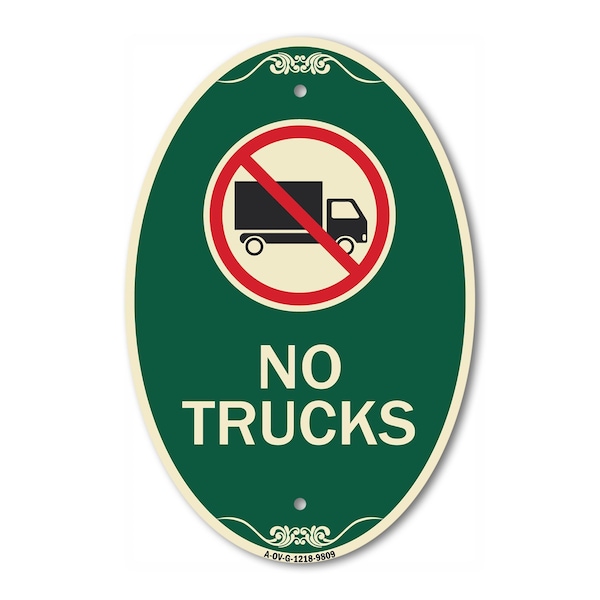 Signmission No Trucks With Graphic Green & Tan, 12 Inch X 18 Inch Designer, Heavy Gauge Aluminum A-OV-G-1218-9809 - main