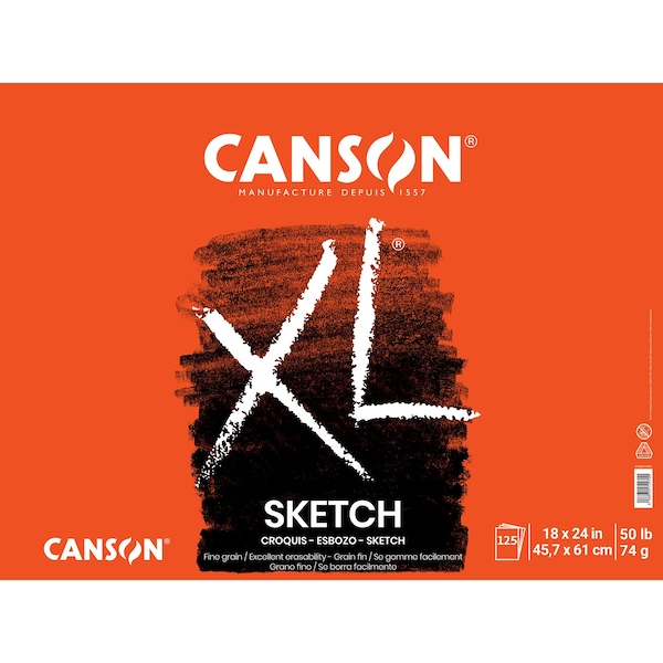 Canson XL Series Sketch Pad, Foldover Binding, 25 Sheet, 18x24 inch C100511076 - main