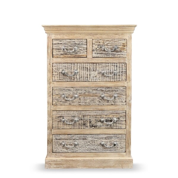Homeroots 35" White Solid Wood Six Drawer Chest 521248 - main