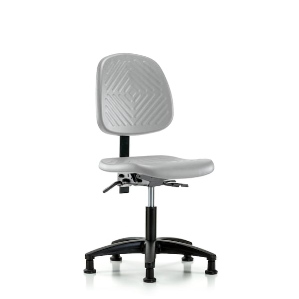 Blue Ridge Ergonomics Polyurethane Chair - Desk Height with Medium Back & Stationary Glides in Gray Polyurethane PDHCH-MB-RG-T0-A0-RG-GRY - main
