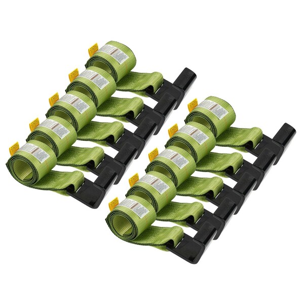 Mytee Products 4in x 5ft Roll off Container Winch Strap w/ Flat Hook - Green, 10PK WS4x5CH-Gx10 - main