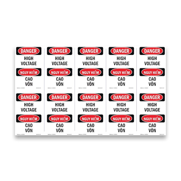 Signmission Safety Sign, OSHA Danger, 5" Height, High Voltage Bilingual, 10PK OS-DS-D-35-VV-1327-10PK - main