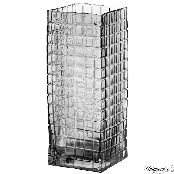 Uniquewise 10-Inch Square Frosted Gray Glass Table Vase - A Timeless Centerpiece for Dining Tables, QI004738.GY.S - main