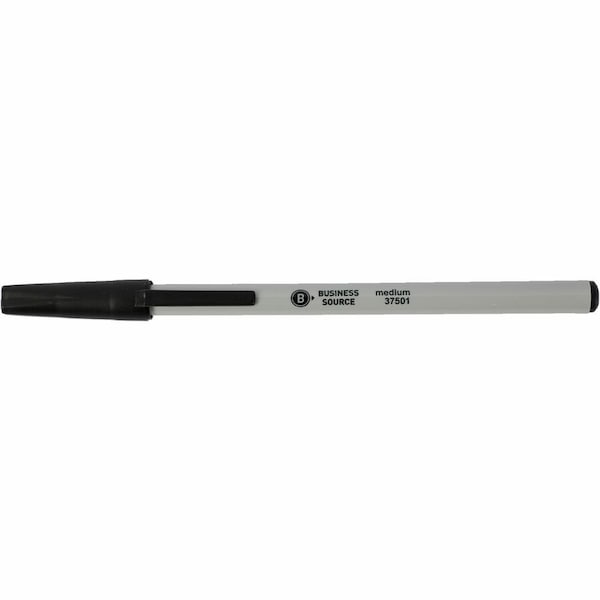 Business Source Medium Point Ballpoint Stick Pens, Black, 12PK BSN37501 - main