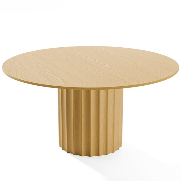 Homeroots 60" Brown Solid Wood Pedestal Base Round Top Dining Table 721002 - main