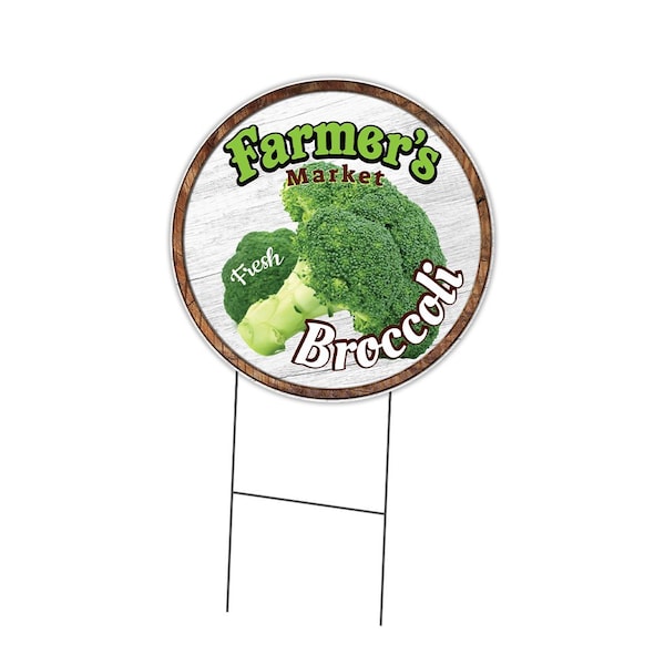 Signmission Farmers Market Broccoli Double Sided Corrugated Plastic Circle Yard Sign, C-16-CIR-DS-WS- Broccoli C-16-CIR-DS-WS- Broccoli - main