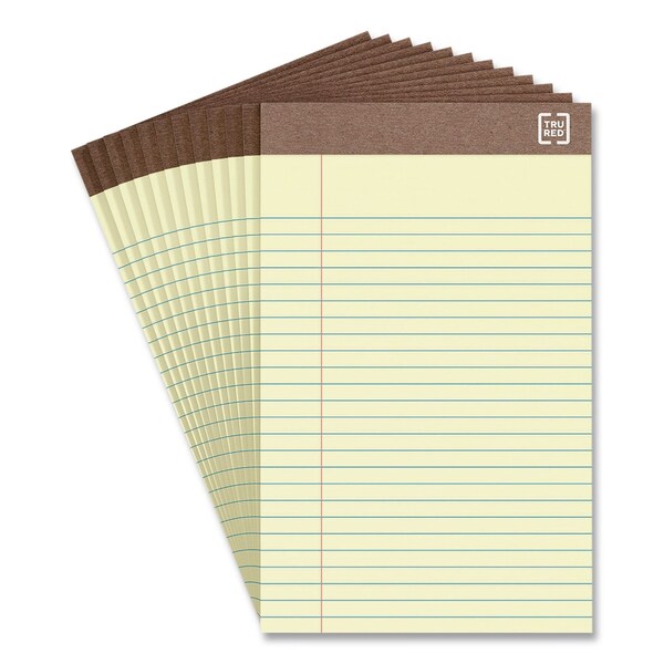 Tru Red Recycled Notepads, Narrow Rule, (50) Canary Yellow 5 x 8 Sheets, 12PK TR59932/TR58180 - main